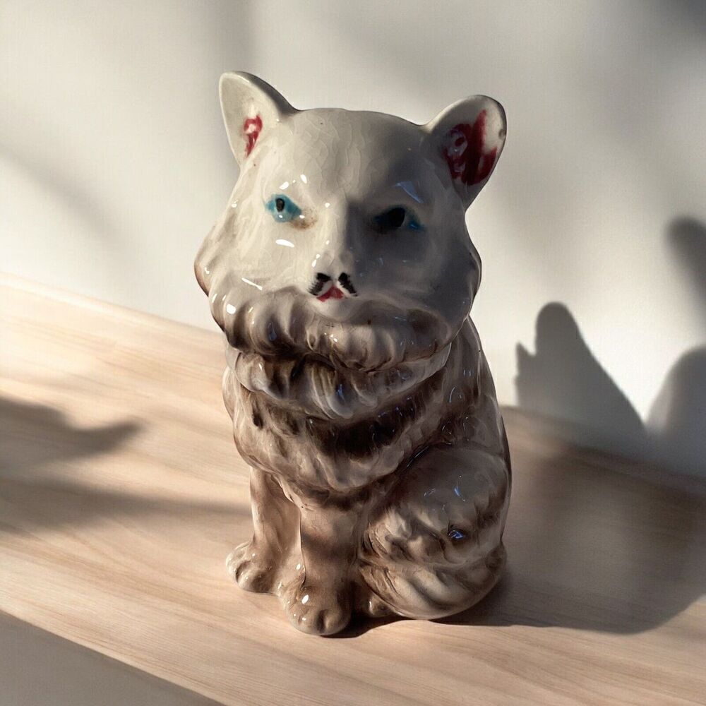 Vintage Persian Ceramic Cat Coin Bank from Japan Kitty Decor